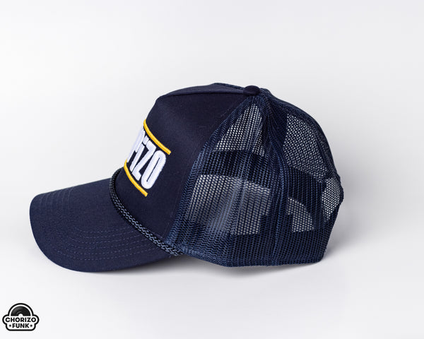 Chorizo Puff Embroidery on Navy Blue Trucker