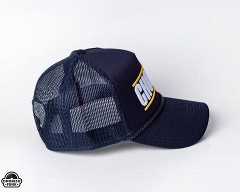 Chorizo Puff Embroidery on Navy Blue Trucker