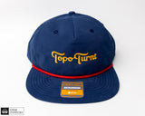 Blue Topo Turnt Grandpa Pinch SnapBack with yellow embroidery
